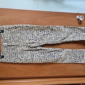 Anthropologie Animal Print Straight Leg Jeans - Black and Cream